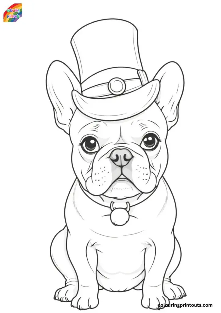 Cute french bulldog coloring page