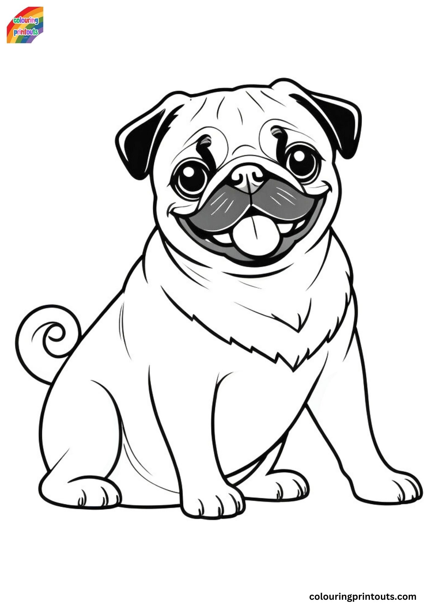 Pug Coloring Pages Dog Cute Puppy Pugs Sheets Print Printable Para 
