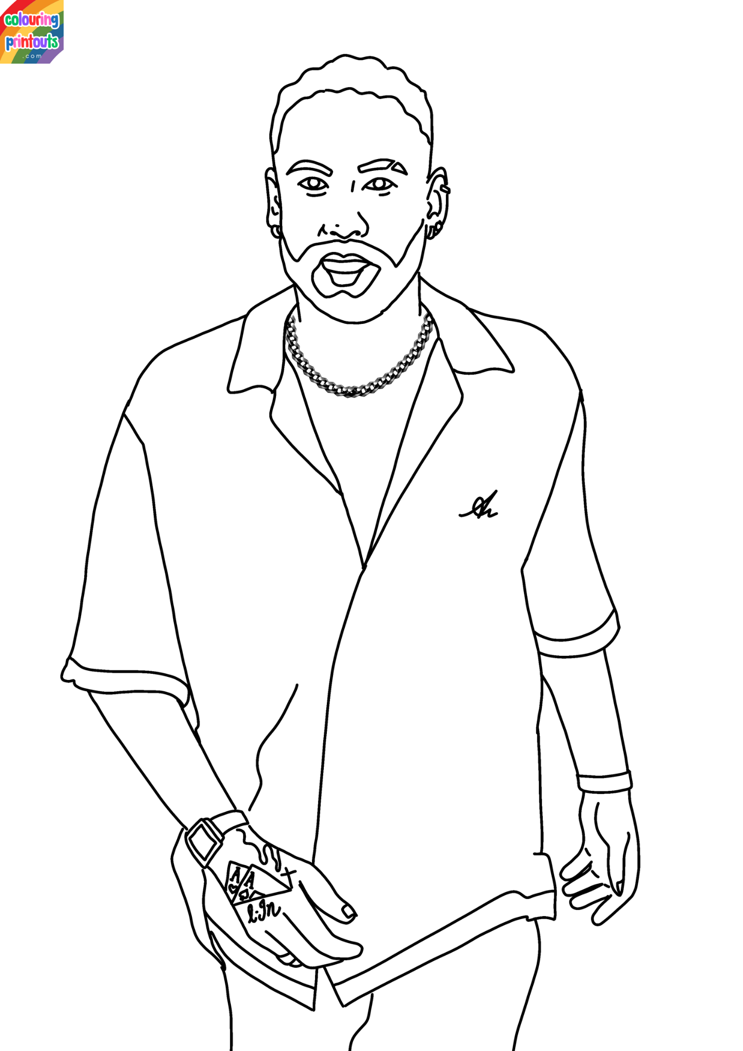 black and white photo of neymar coloring page 