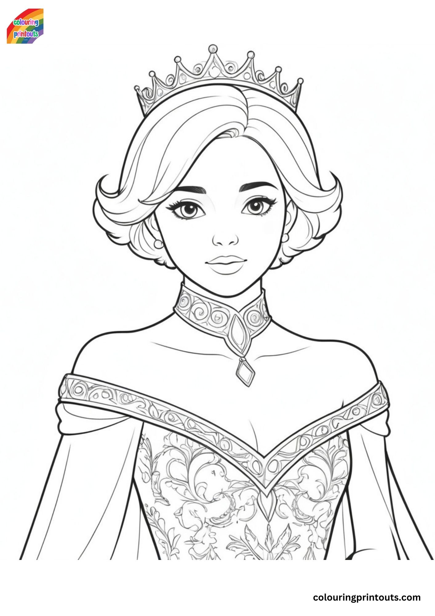 princess coloring page printable