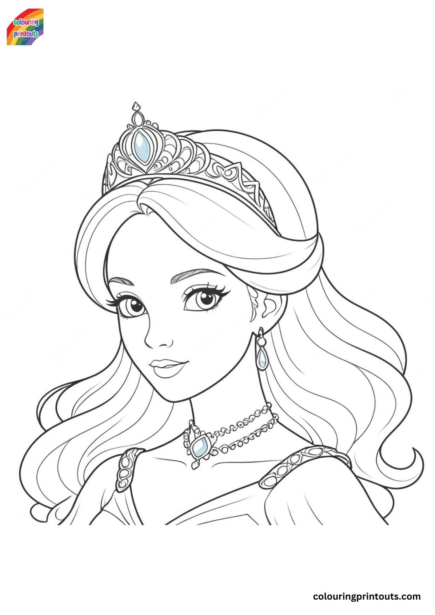 princess colouring page printable