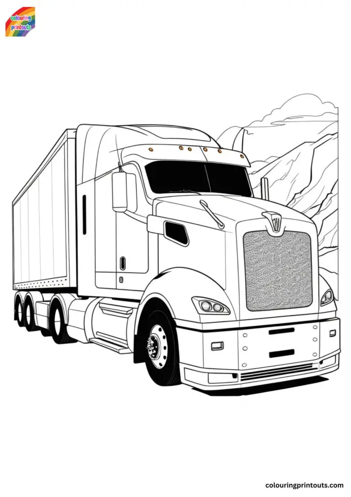 semi truck pictures to color