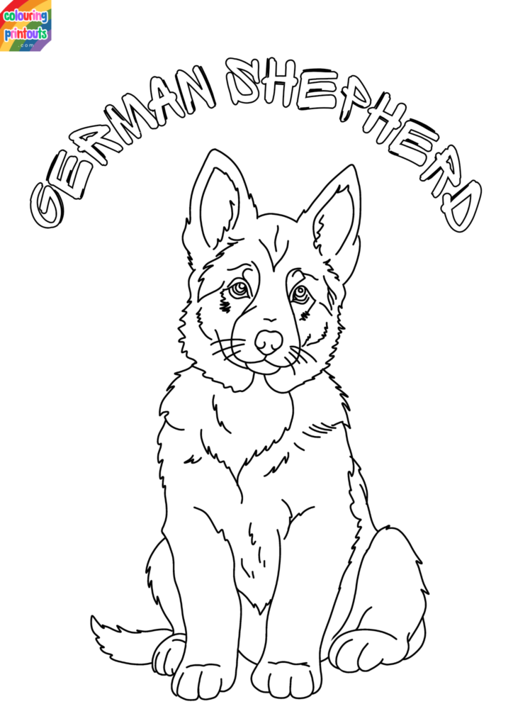 German shepherd puppy coloring page