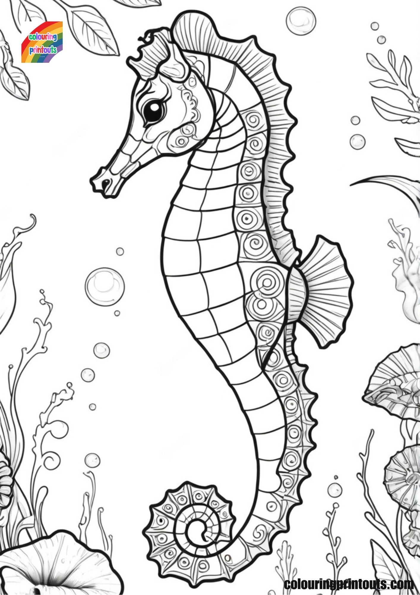 coloring pictures of seahorses for kids