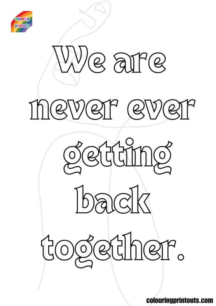 Printable Taylor Swift Lyrics Coloring Pages