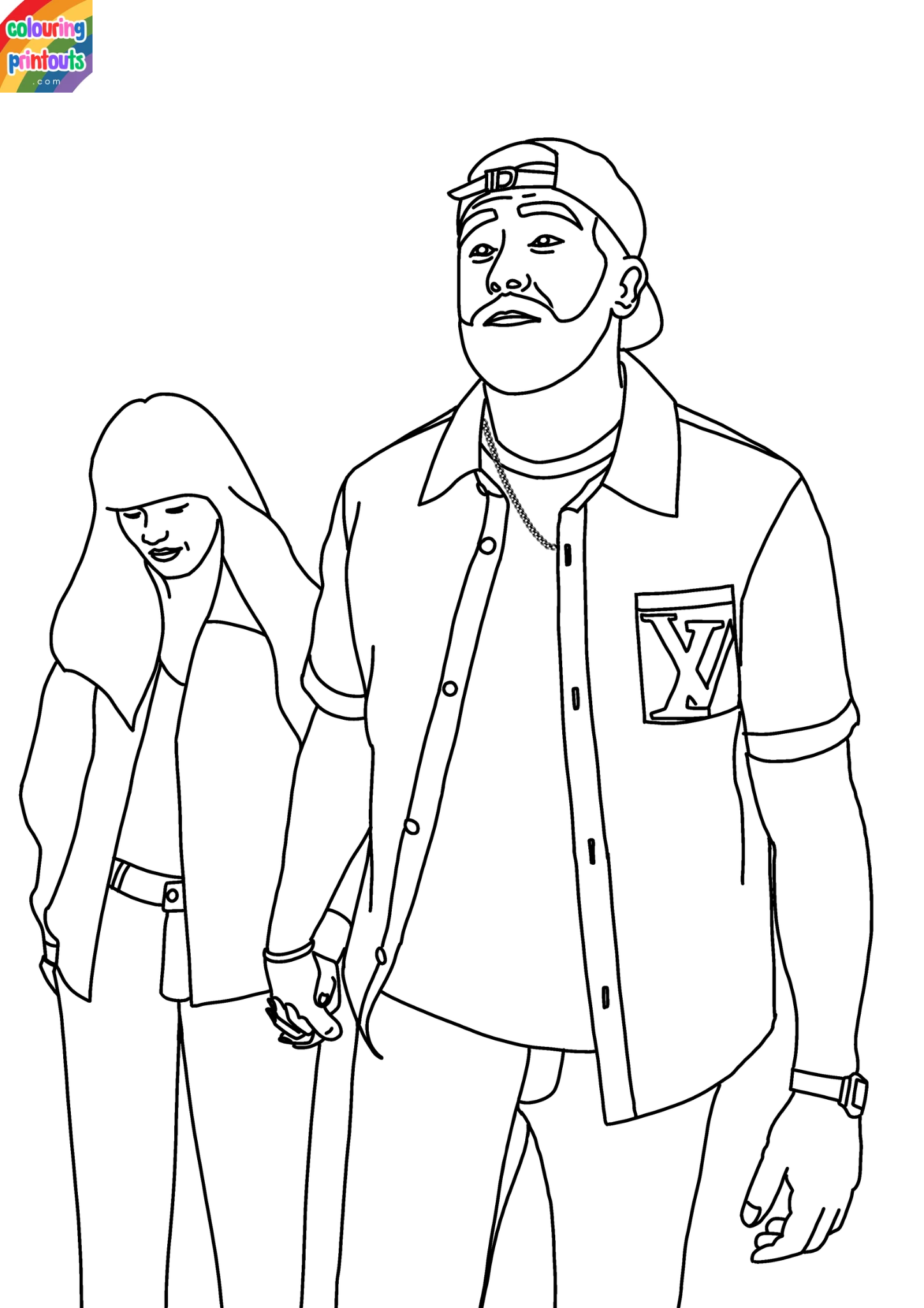 Taylor Swift and Travis Kelce Coloring Pages (1)