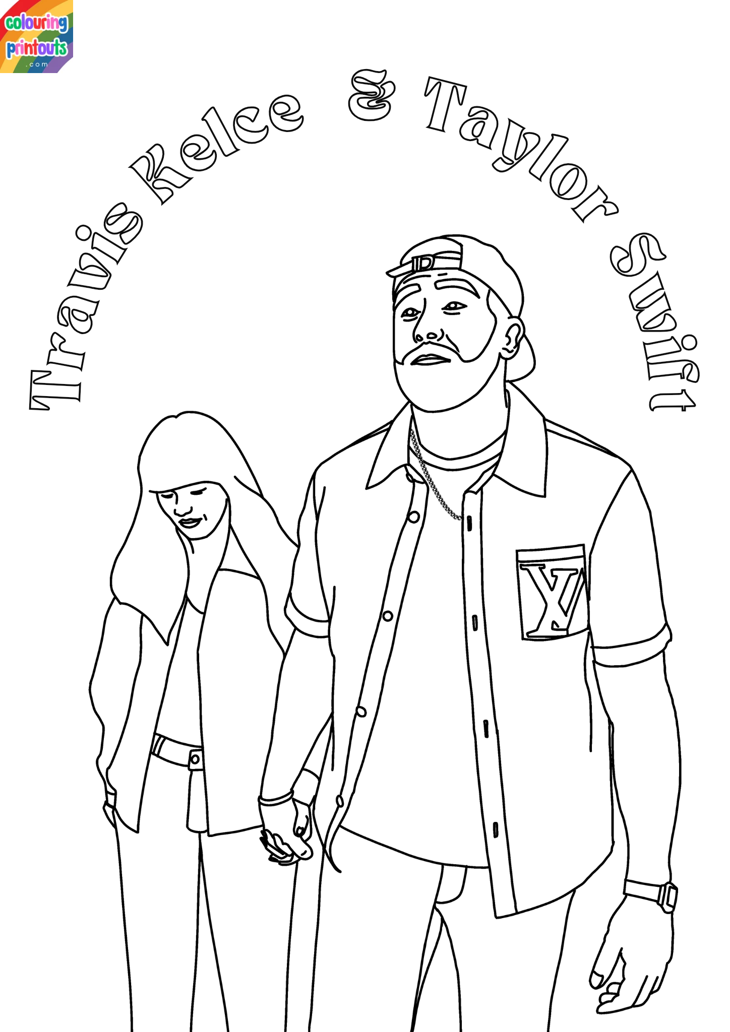 Taylor Swift and Travis Kelce Coloring Pages (2)