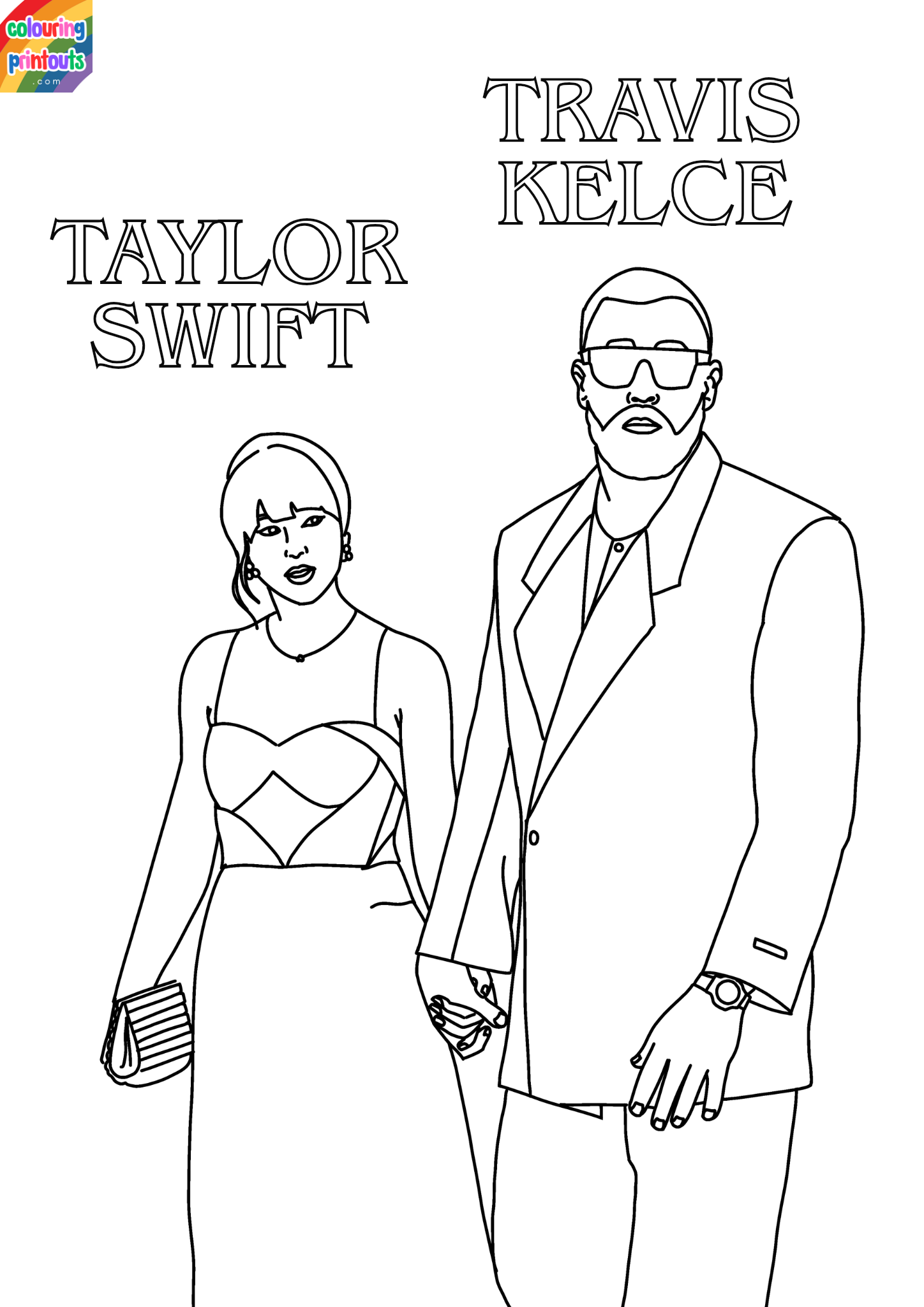 Taylor Swift and Travis Kelce Coloring Pages (3)