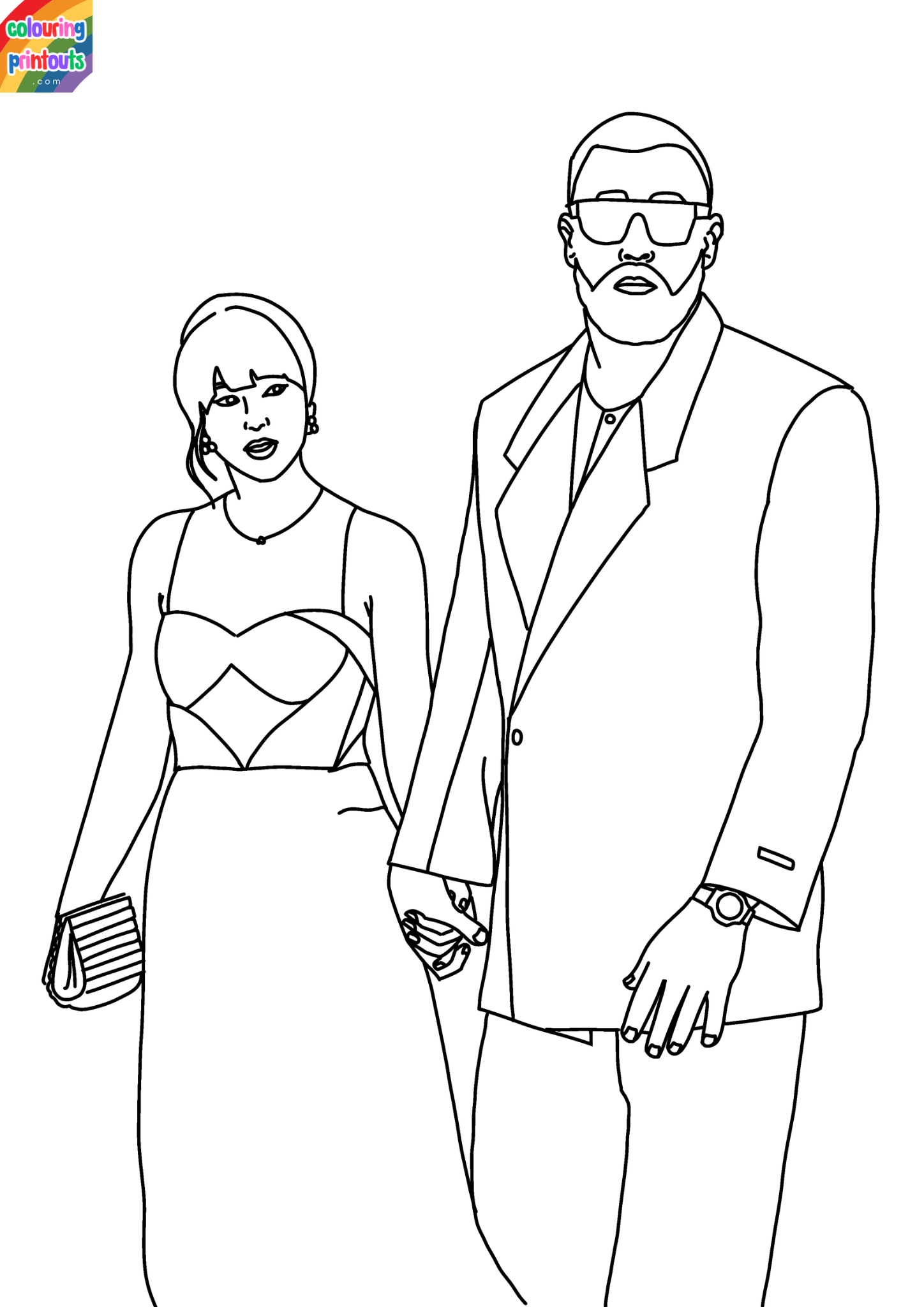 Taylor Swift and Travis Kelce Coloring Pages (4)