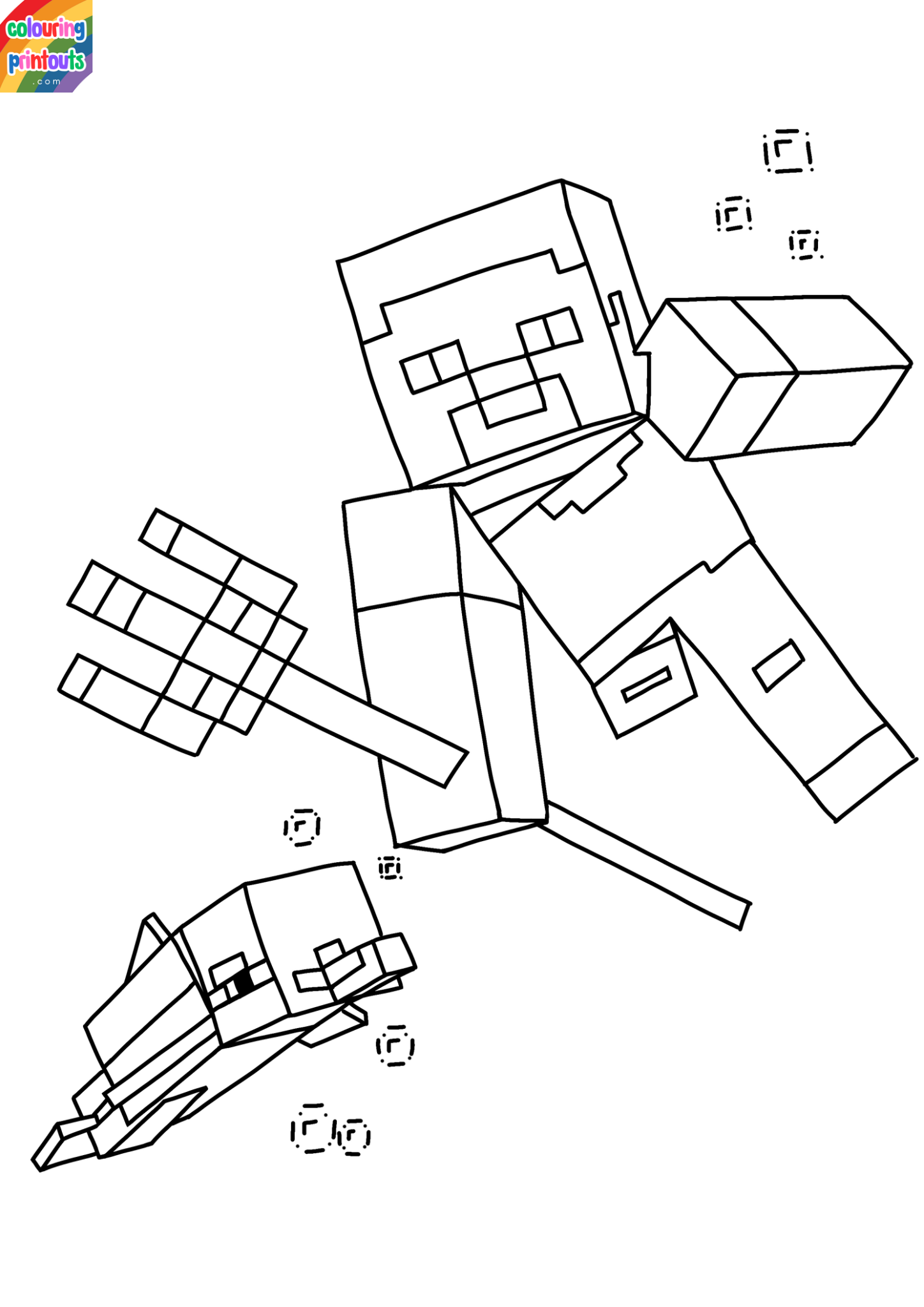 Minecraft Steve Colouring Pages