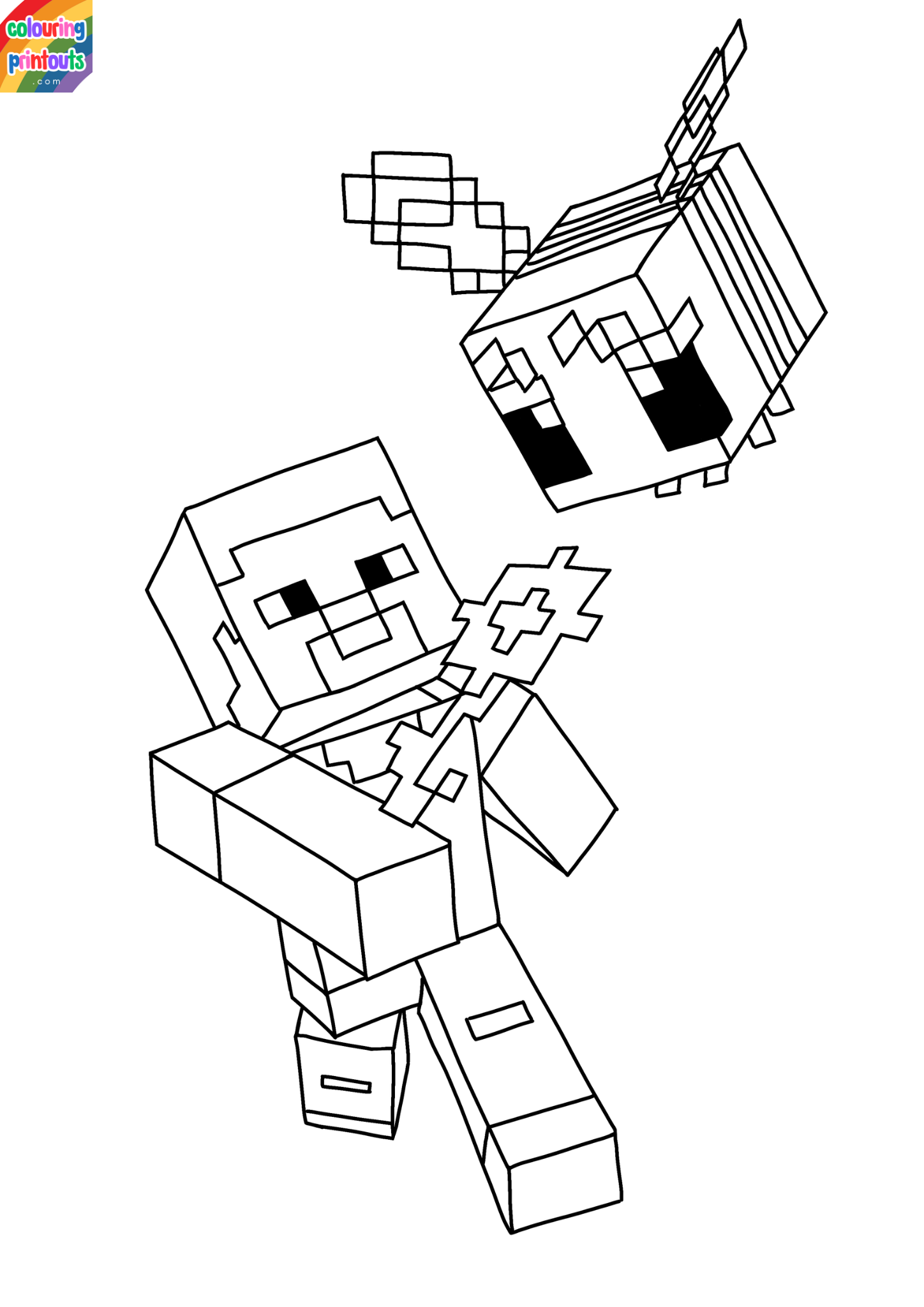 Minecraft Steve Colouring Pages