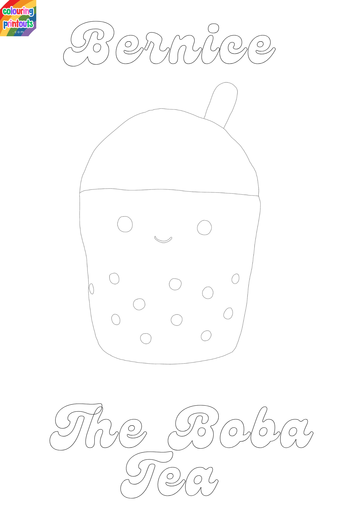 Bernice The Boba Tea Squishmallow Coloring Pages