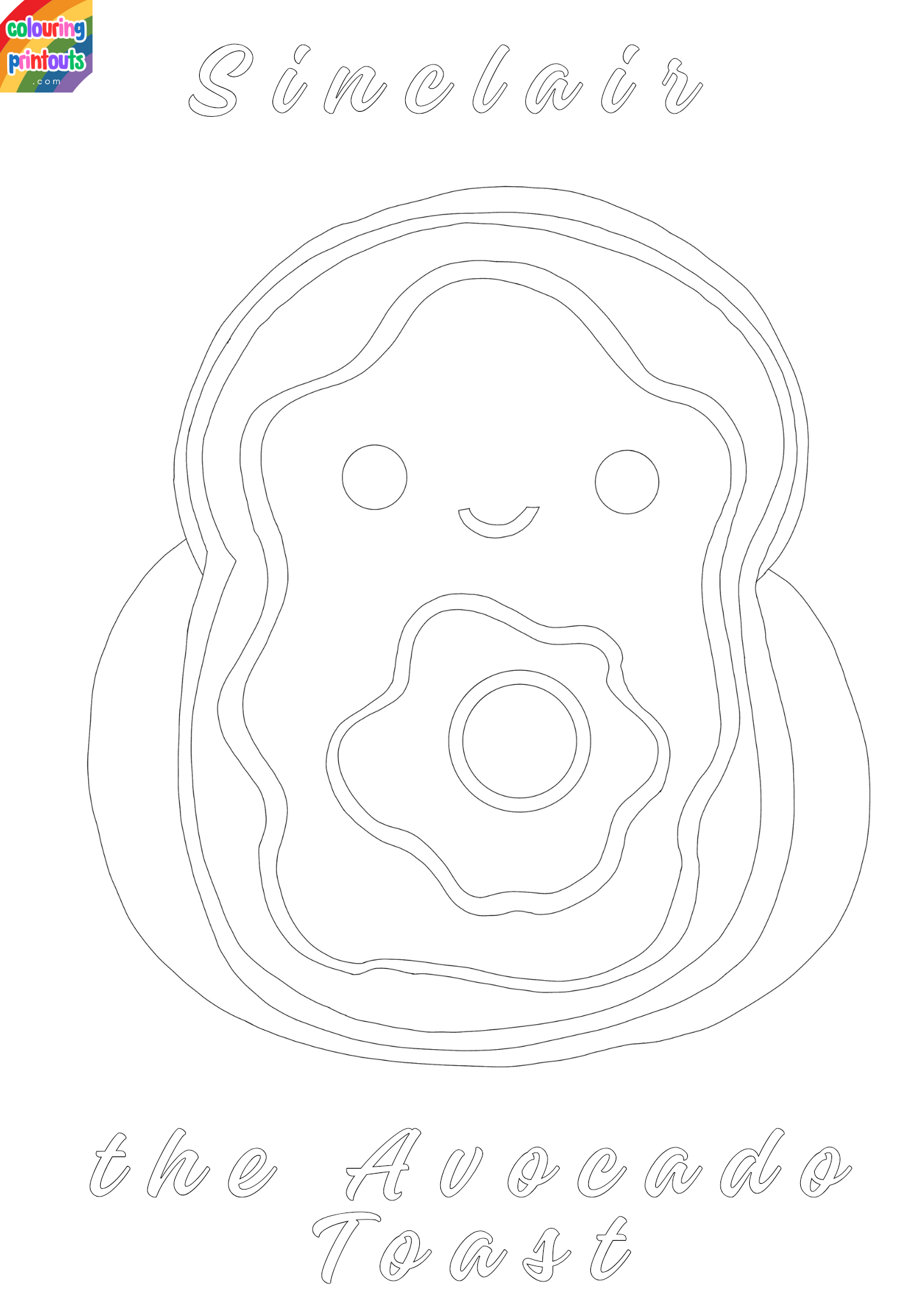Sinclair the Avocado Toast Squishmallow Coloring Pages
