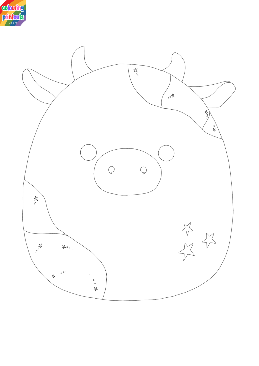Cow Squishmallow Coloring Page (Free Printables)