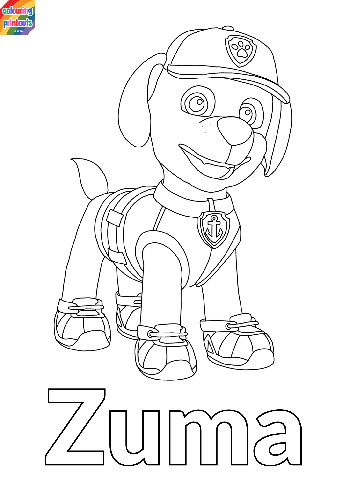 paw patrol coloring pages zuma